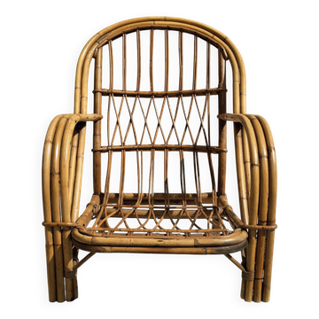 Audoux-Minnet rattan armchair 1950