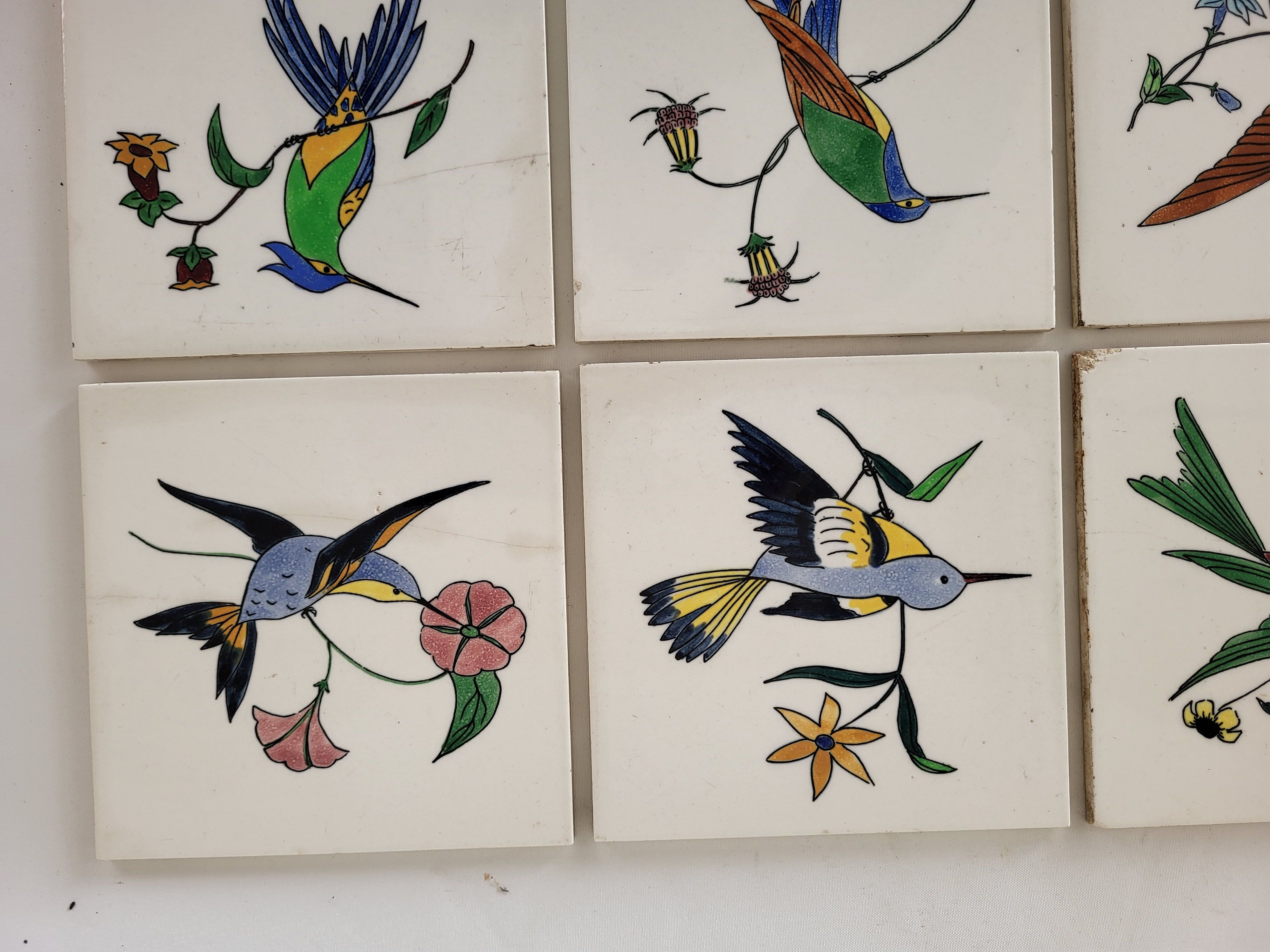 9 tiles tiles tiled earthenware from Gien birds