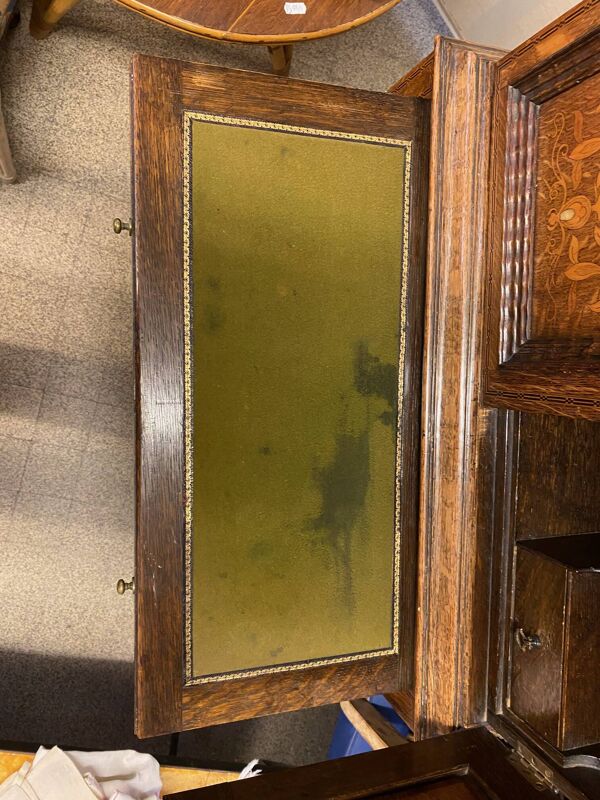 Cabinet secretaire de dame bonheur du jour chene avec marqueterie et nacre