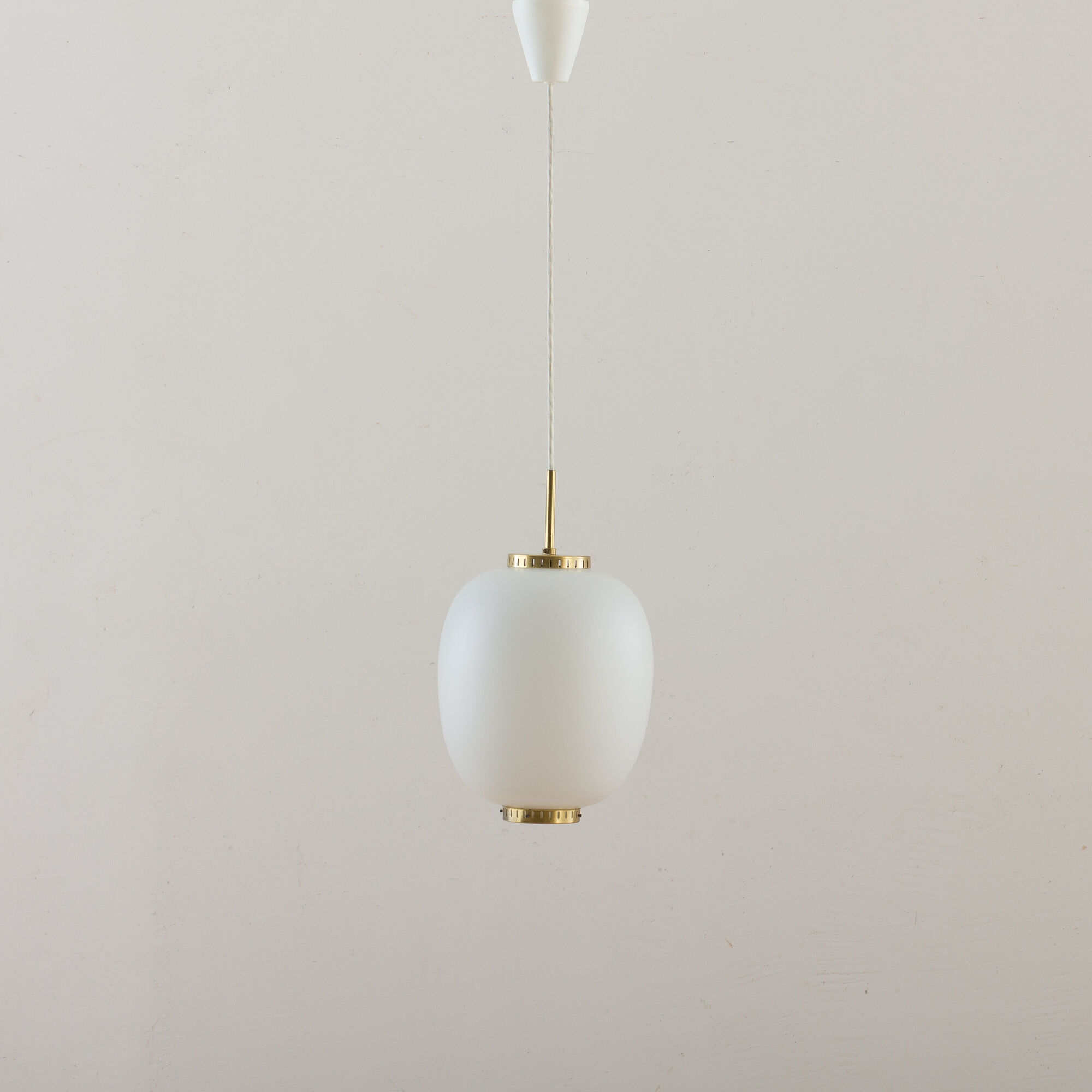 China pendant by Bent Karlby for Lyfa in opaline glass & brass, 60's