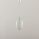 China pendant by Bent Karlby for Lyfa in opaline glass & brass, 60's