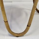 Round coffee table vintage 1950 rattan