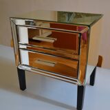 table de chevet miroirs biseautés style hollywood regency