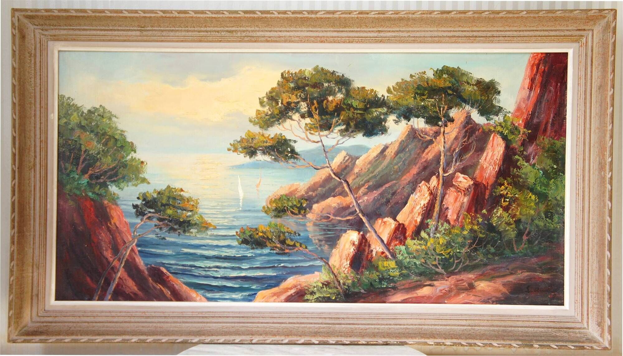 Painting by the painter Louis Andrey "Impressionist landscape of the Côte d'Azur"