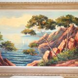 Painting by the painter Louis Andrey "Impressionist landscape of the Côte d'Azur"