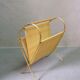 Mid-Century Modern Brass and Bamboo Magazine Rack, Austria 1950s