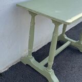 Patinated green baluster table