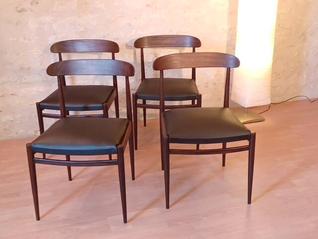 4 chaises scandinaves vintage design 1960 teck
