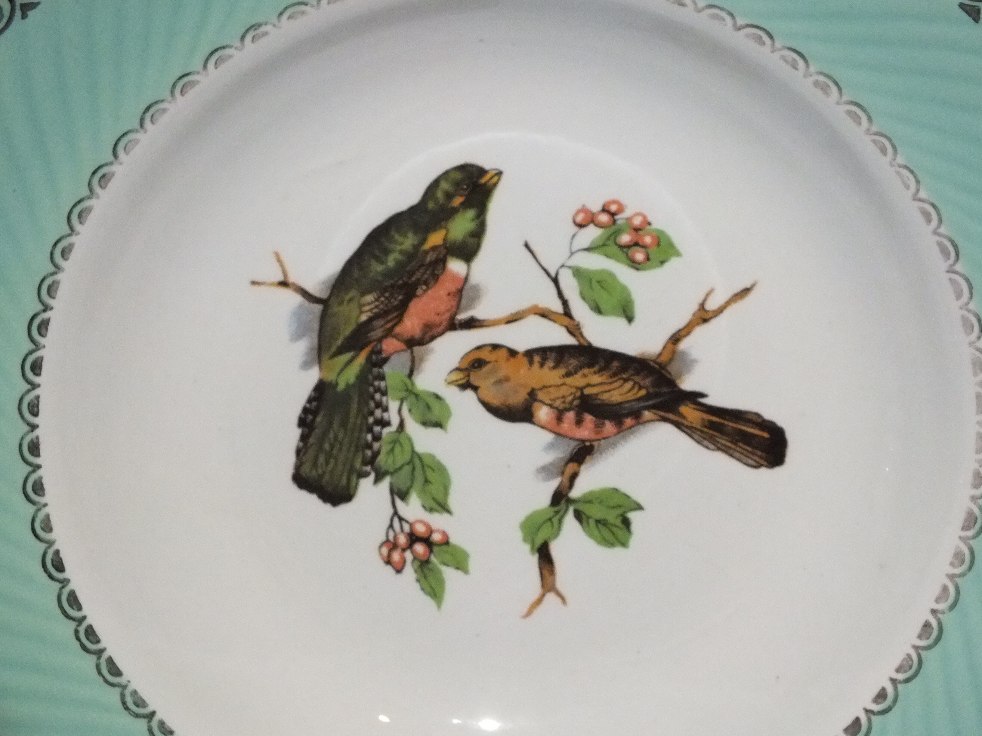 4 vintage hollow plates decorated with birds