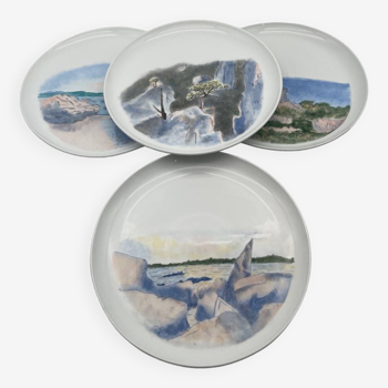 Hand-painted porcelain plate with landscape decor