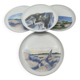 Assiette en porcelaine peint main décor paysage