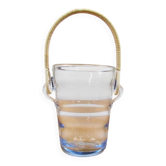 Seau à glace - Rotin et verre ondulé - Années 60