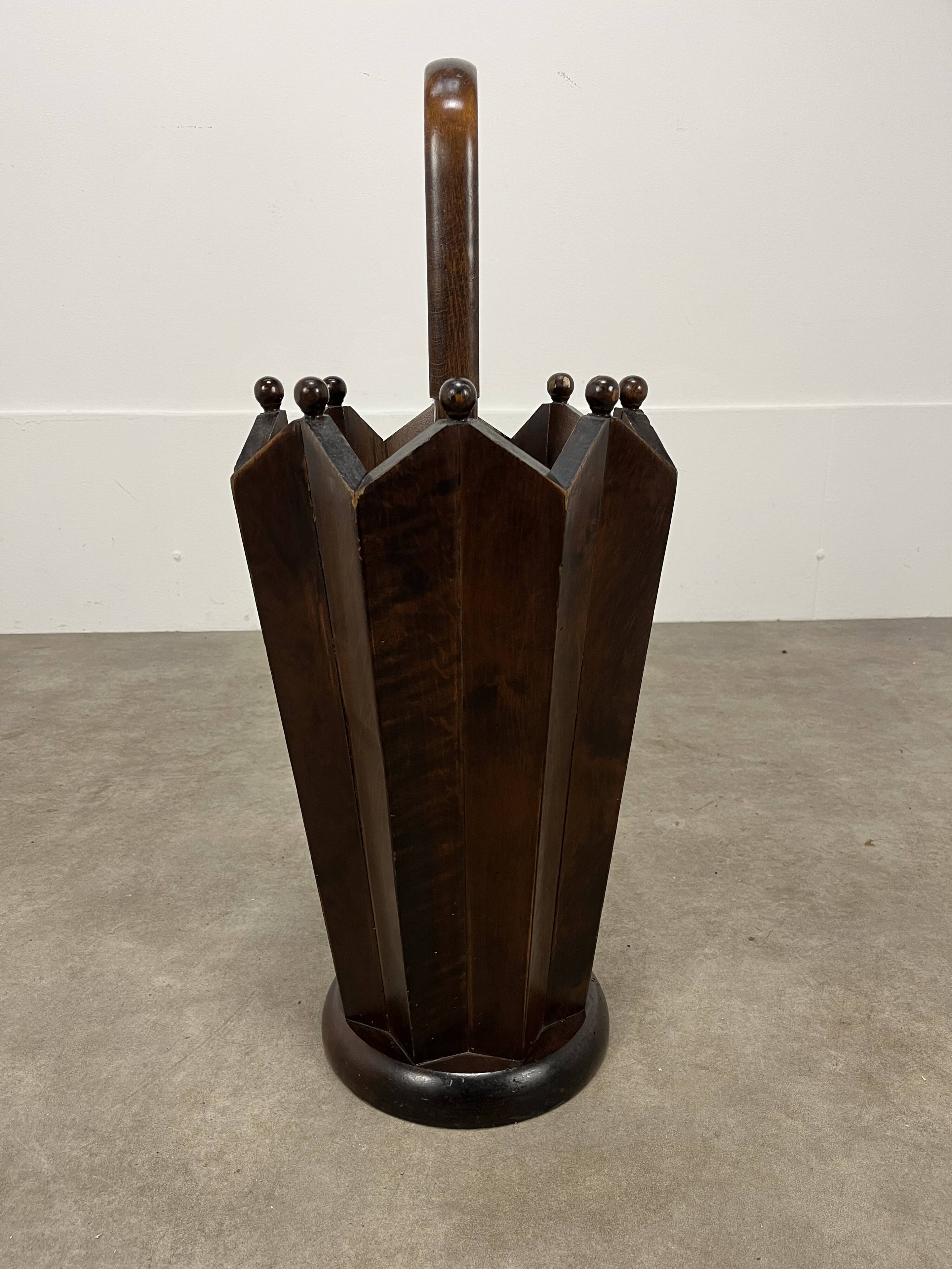 Art Deco wooden umbrella stand