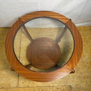 Mid-Century Retro Vintage Teak & Glass Round Coffee Table by Stonehill 1960