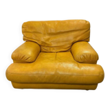 Fauteuil cuir jaune Rochebobois années 80/90