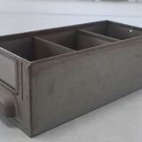 Set of 5 metallic gray industrial drawer lockers from the 60s
