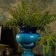Turquoise & cobalt blue glazed earthenware vase/cache-pot by D. Dinis, 1960s-80s.