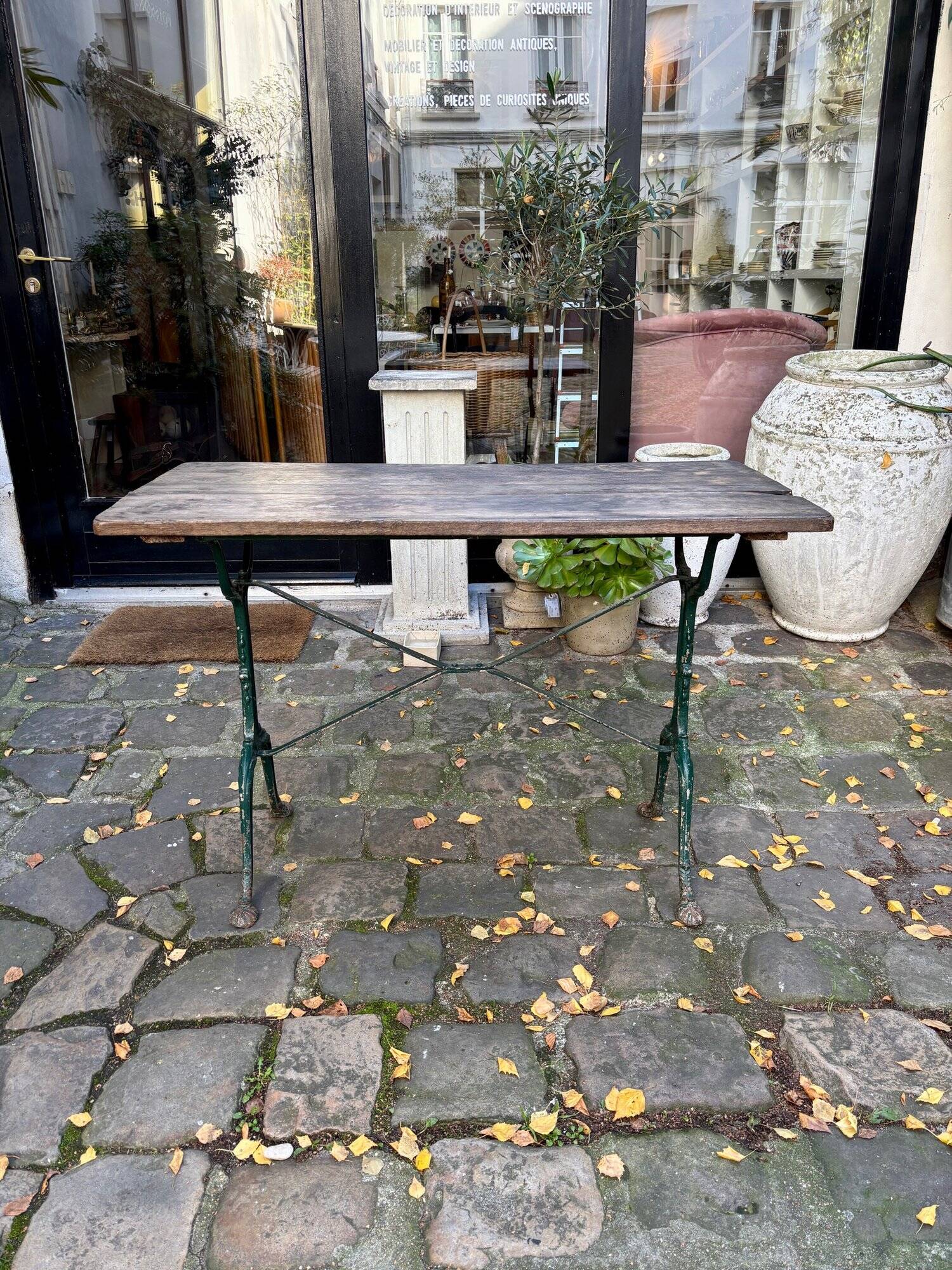 Table bistrot en fonte de fer et bois