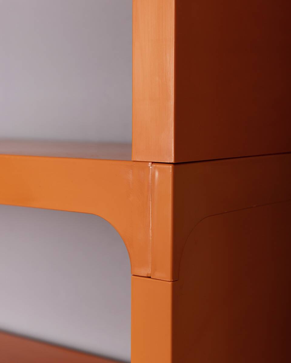 Vintage 1970s plastic corner bookcase designed by Olaf Von Bohr for Kartell