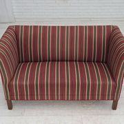 1960s, Danish 2-seater sofa, striped red/multicolor furniture wool.