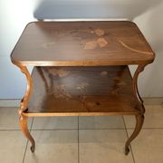 Pedestal table with two inlaid trays xx century School Of Nancy