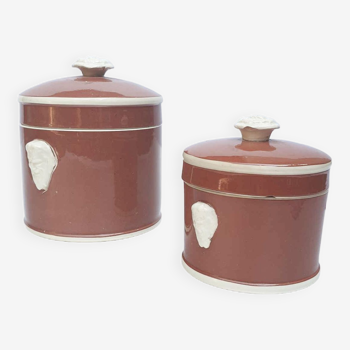 Pots couvert Sarreguemines ancien couleur terracotta XIXe siècle