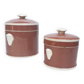 Pots couvert Sarreguemines ancien couleur terracotta XIXe siècle