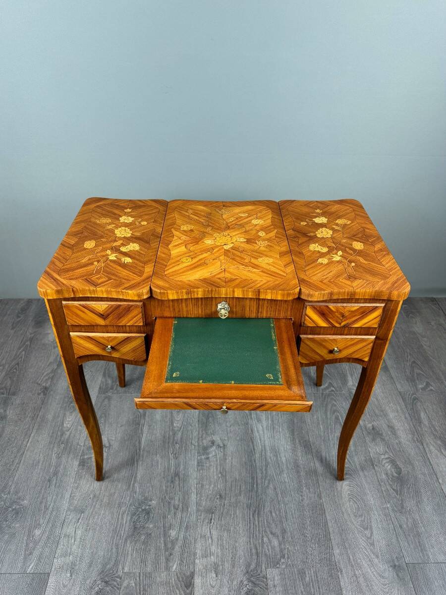Marquetry Dressing Table, Louis XV Style, 20th Century