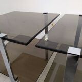 Vintage chrome smoked glass side tables