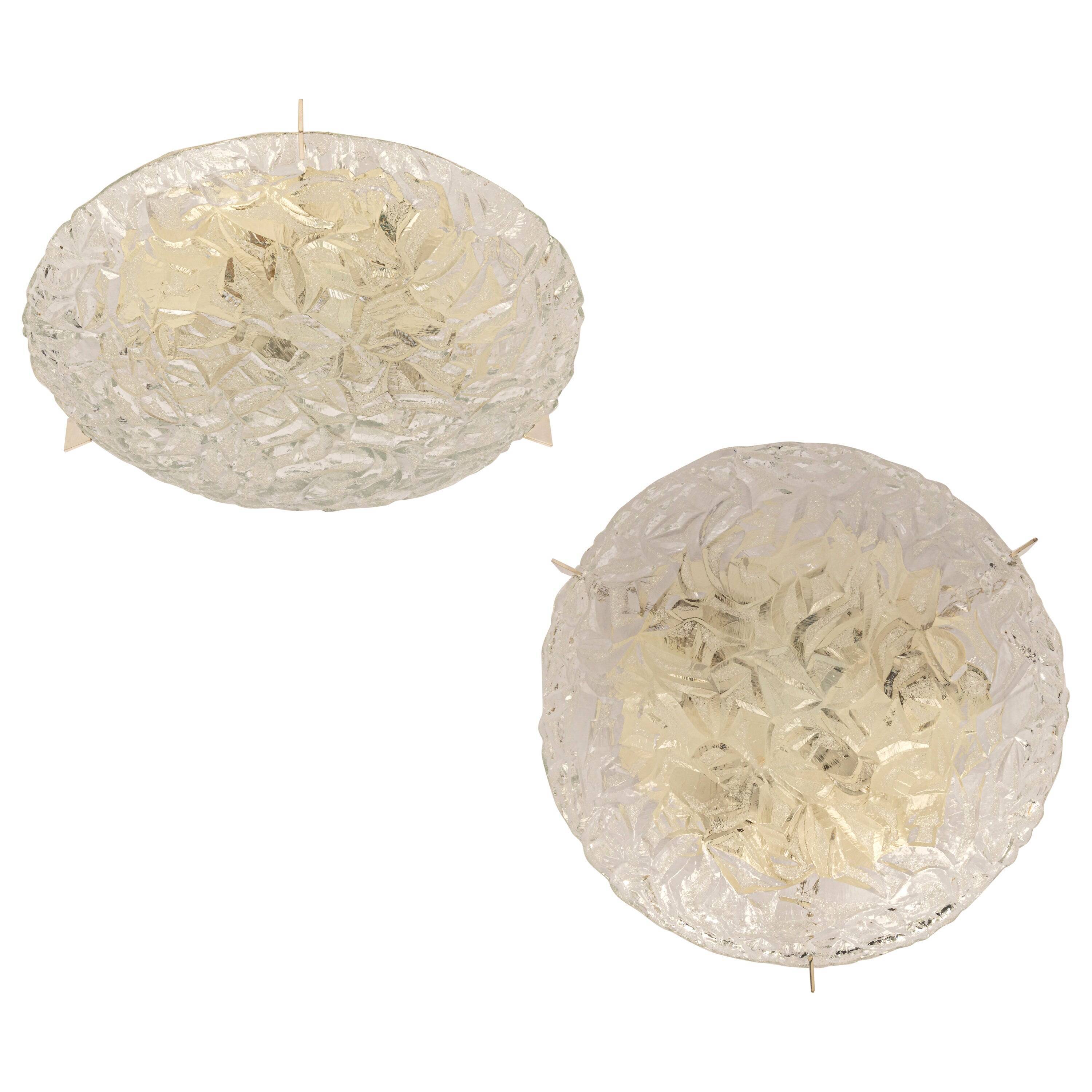 1 of 3 large Murano glass ceiling lights by Kaiser, Germany, 1960s.