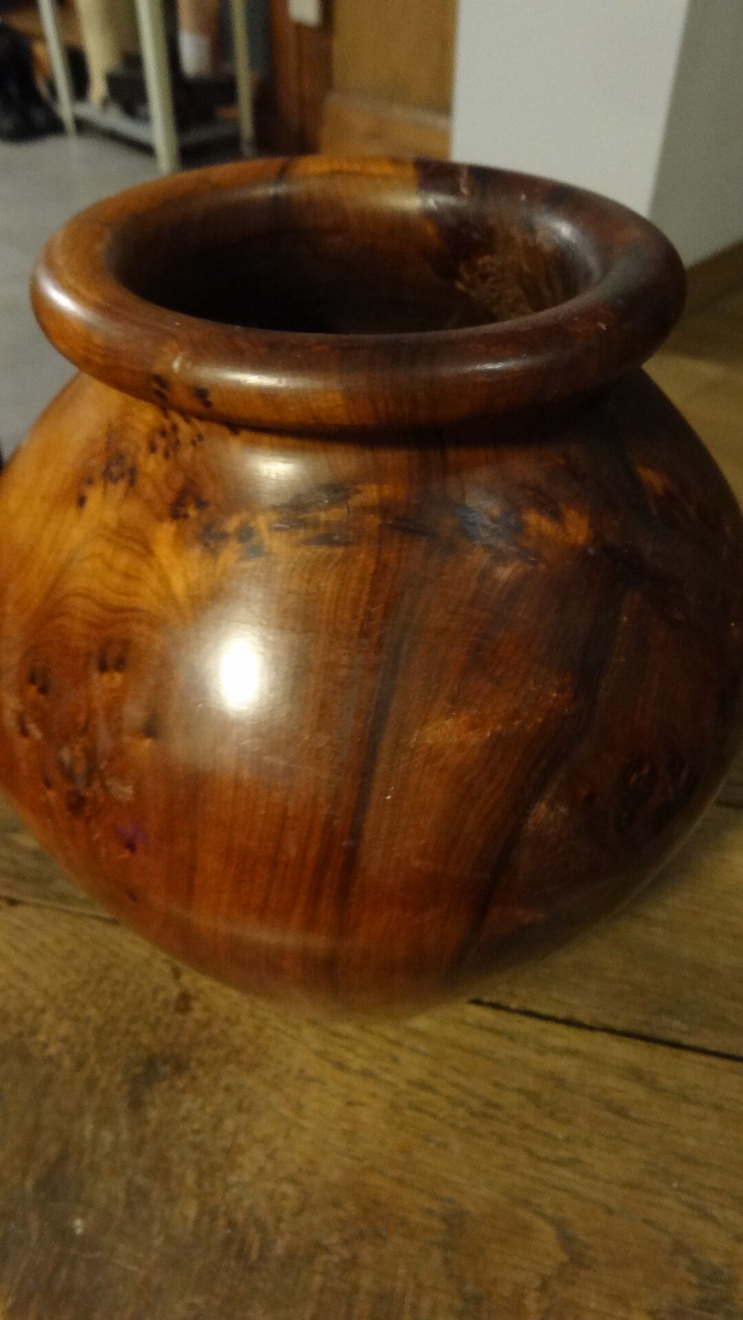 Turned wooden vase