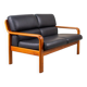 Vintage Two-Seater Teak and Leather Sofa by Olsen & Laursen, 1980s