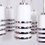 Hanging lamp cascade opaline glass and chrome