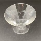Glass and carafe set with chiseled flower motif