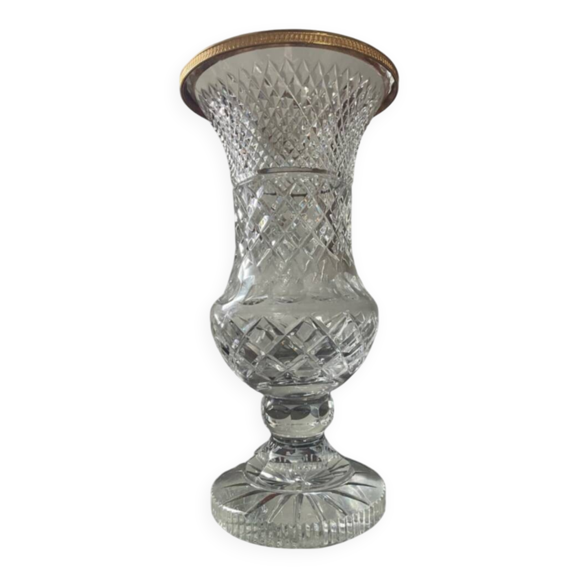 Large vase in chiseled Bohemian crystal 35cm