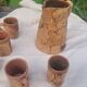 Set of old Corsican cork and terracotta handcrafted pitcher and cup