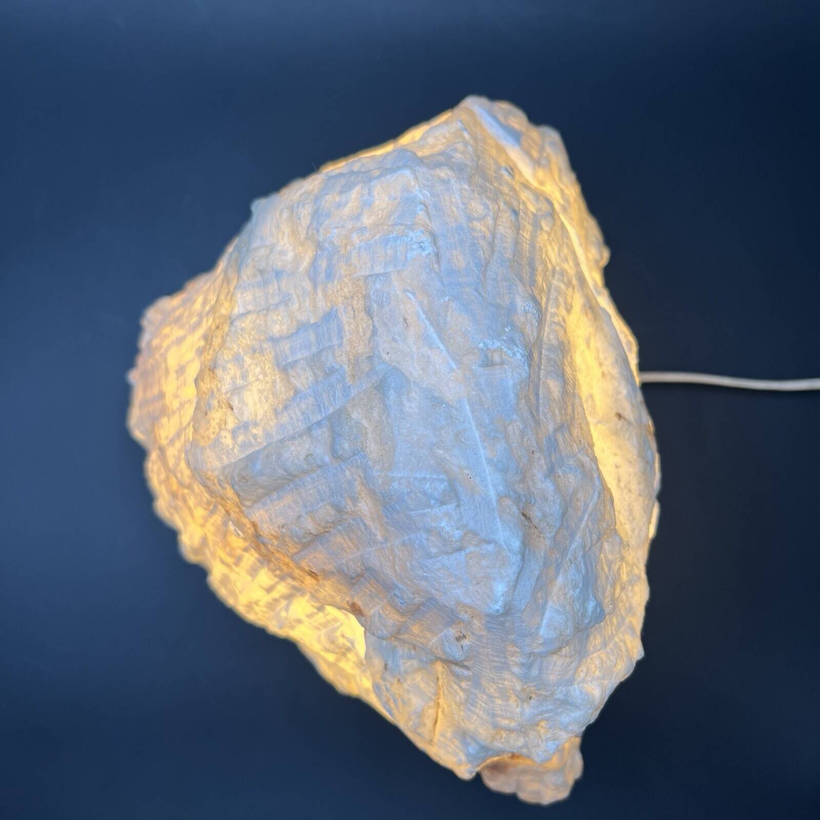 Large brutalist table lamp - alabaster - 1970s - vintage - made in Italy