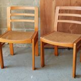 Pair of Baumann caned chairs, 70s/80s