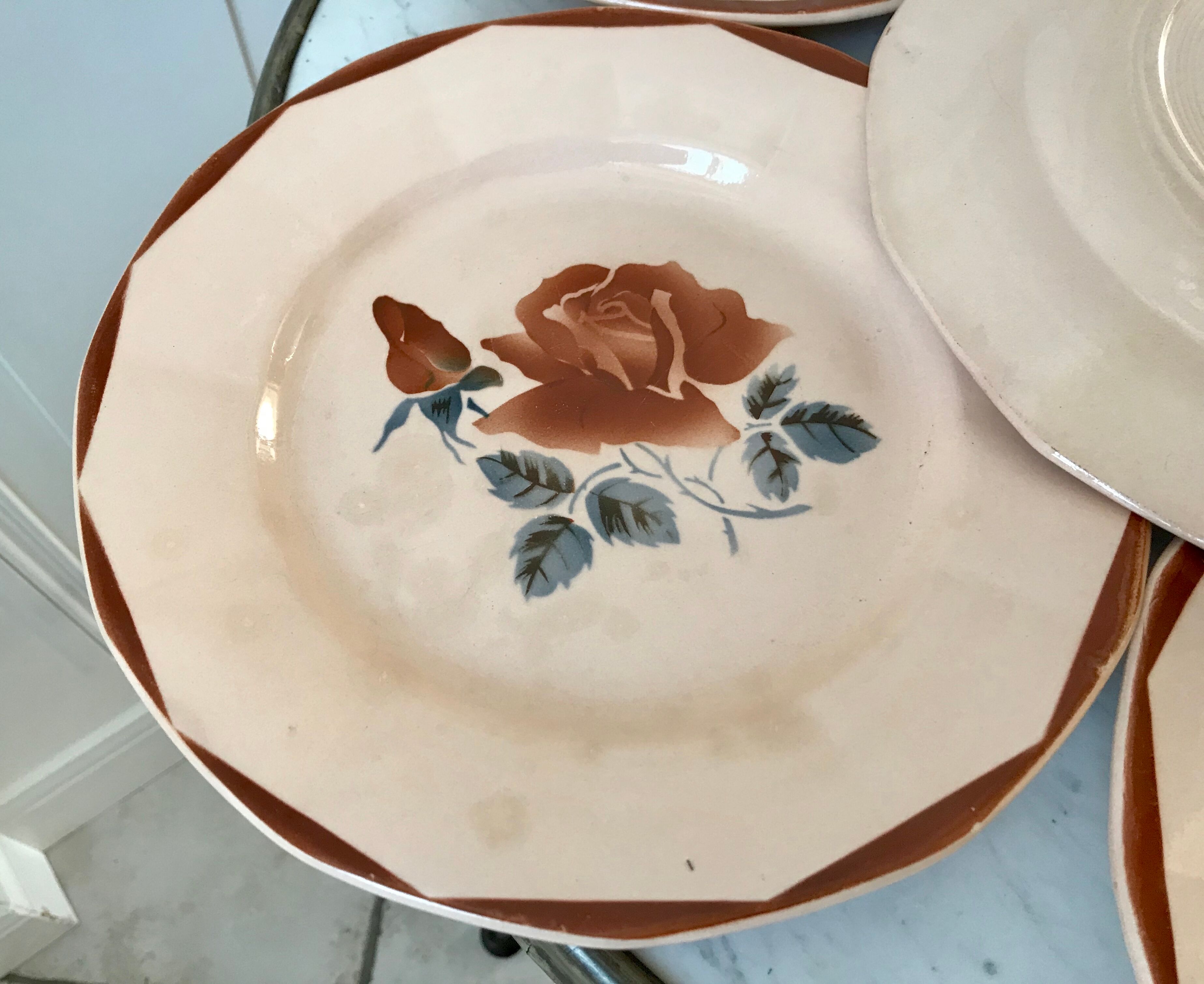 Lot de 6 assiettes plates Digoin Sarreguemines années 30-40