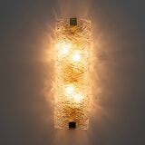 Pair of Modern Italian Brass and Murano Glass Textured Wall Sconces