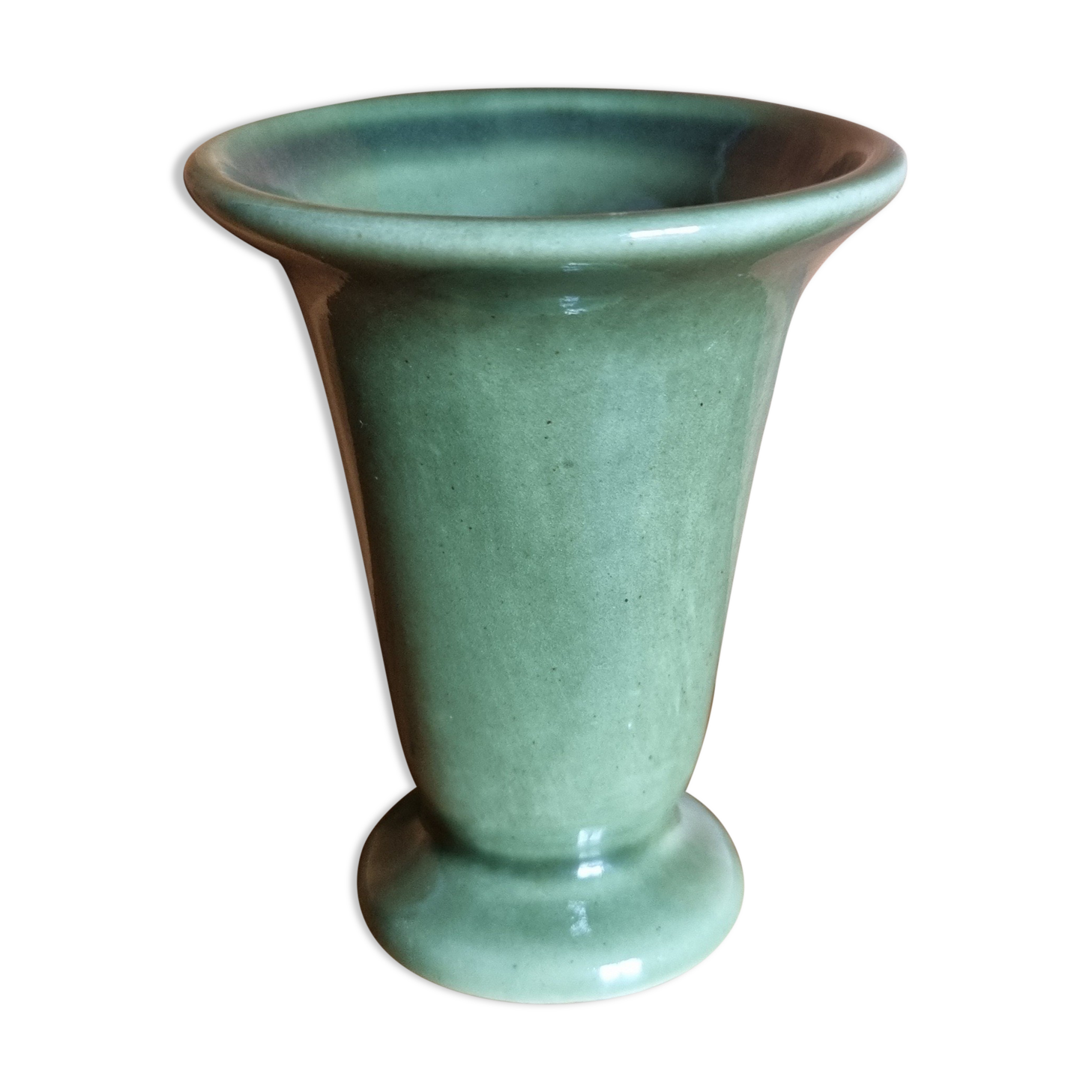 Small vintage vase in green ceramic
