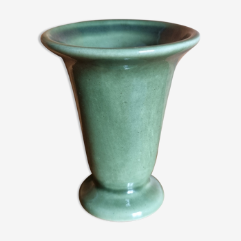 Vase vintage en céramique verte