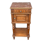 Table de chevet en bois et marbre rouge