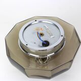 Pair of smoked glass wall lights or ceiling light by Hillebrand, Germany, 1960s.