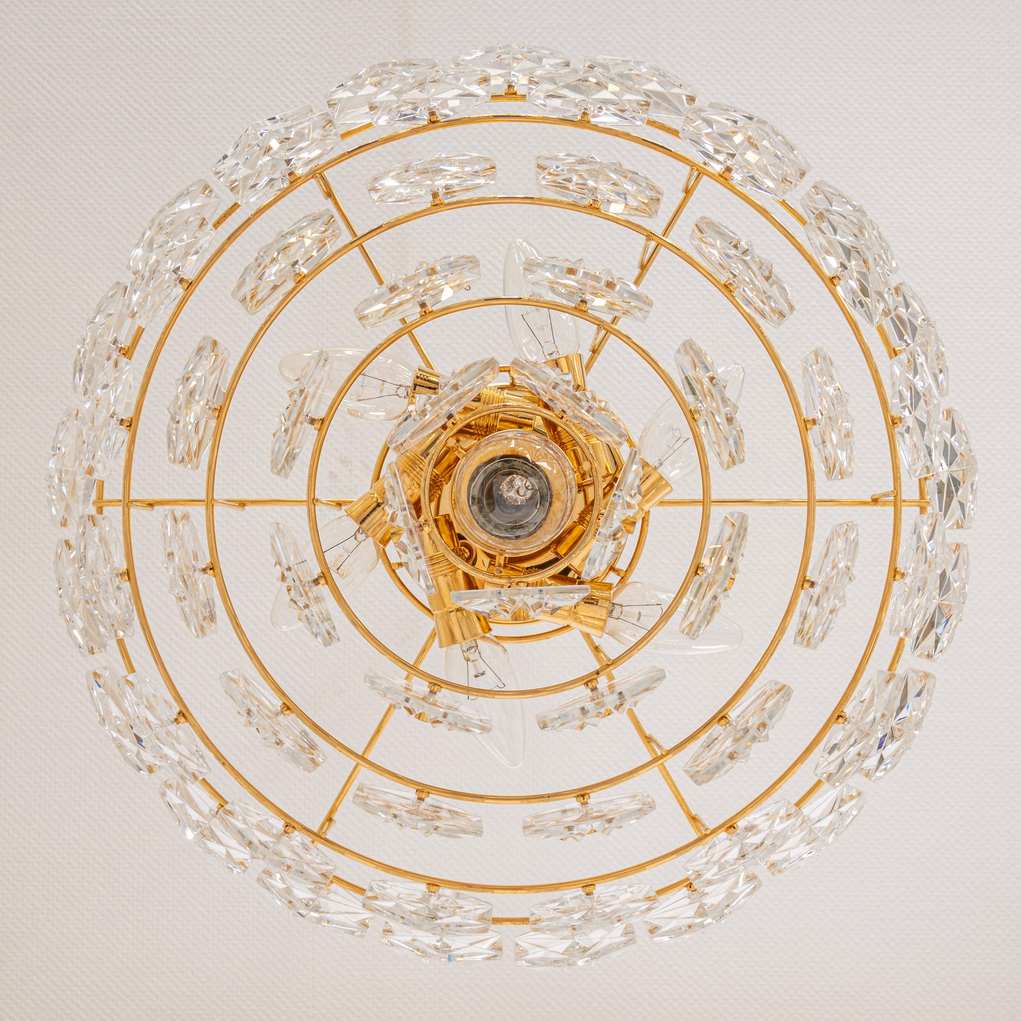 Lustre, laiton et verre de cristal par Kinkeldey, Allemagne, années 1970