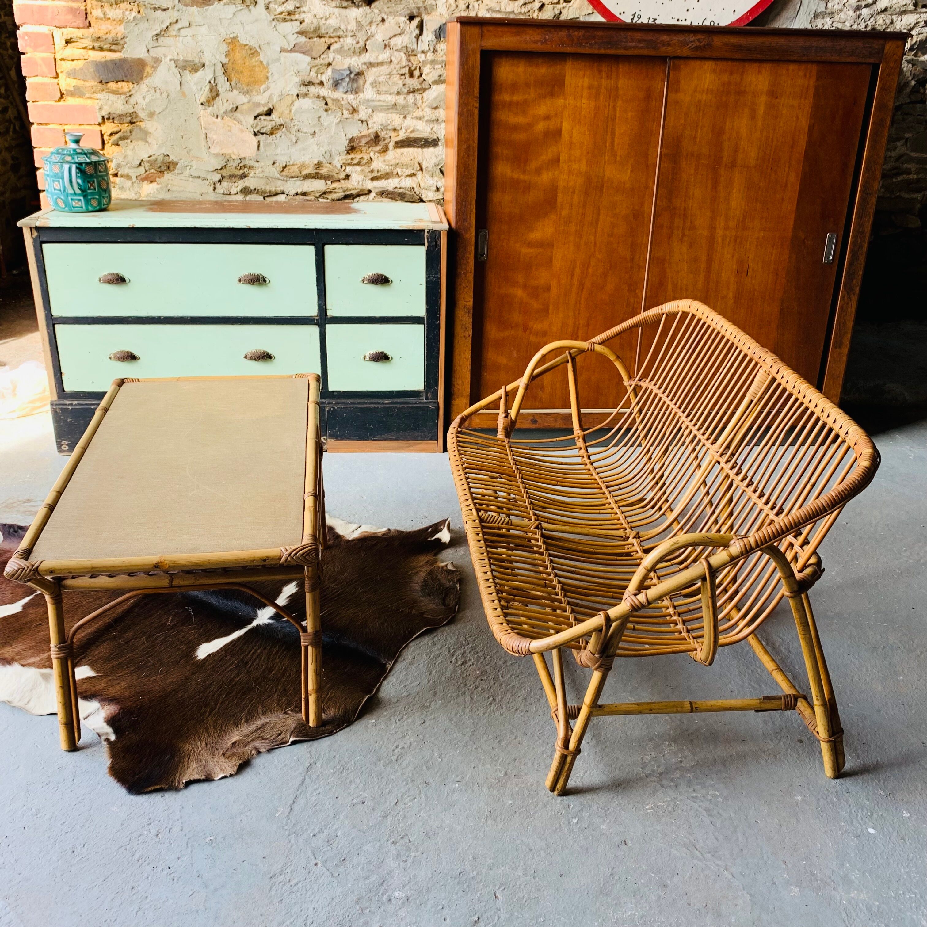 2-seater rattan sofa