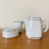 Tea set Teapot Sugar bowl Milk jug White porcelain silver