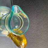 Glassware-crystallery of Portieux - 1 broc and 2 glasses - Napoleon III - Colored blown glass - G