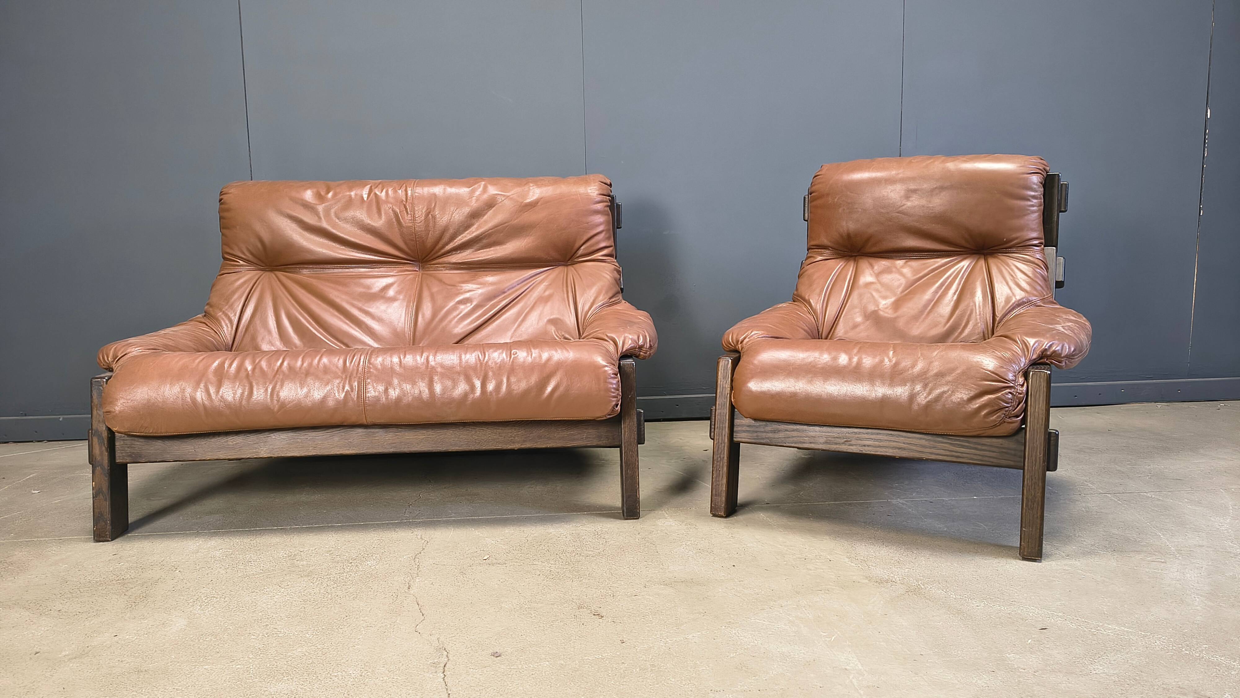 Vintage brutalist sofa set by Gerard Van den Berg for Montis, 1970s