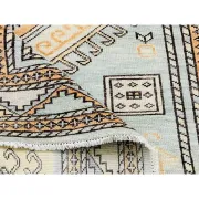 Decorative Wool Area Rug with Geometric Medallion Design. Hand-knotted Oushak Carpet